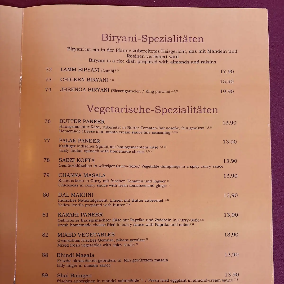 Speisekarte photo 2