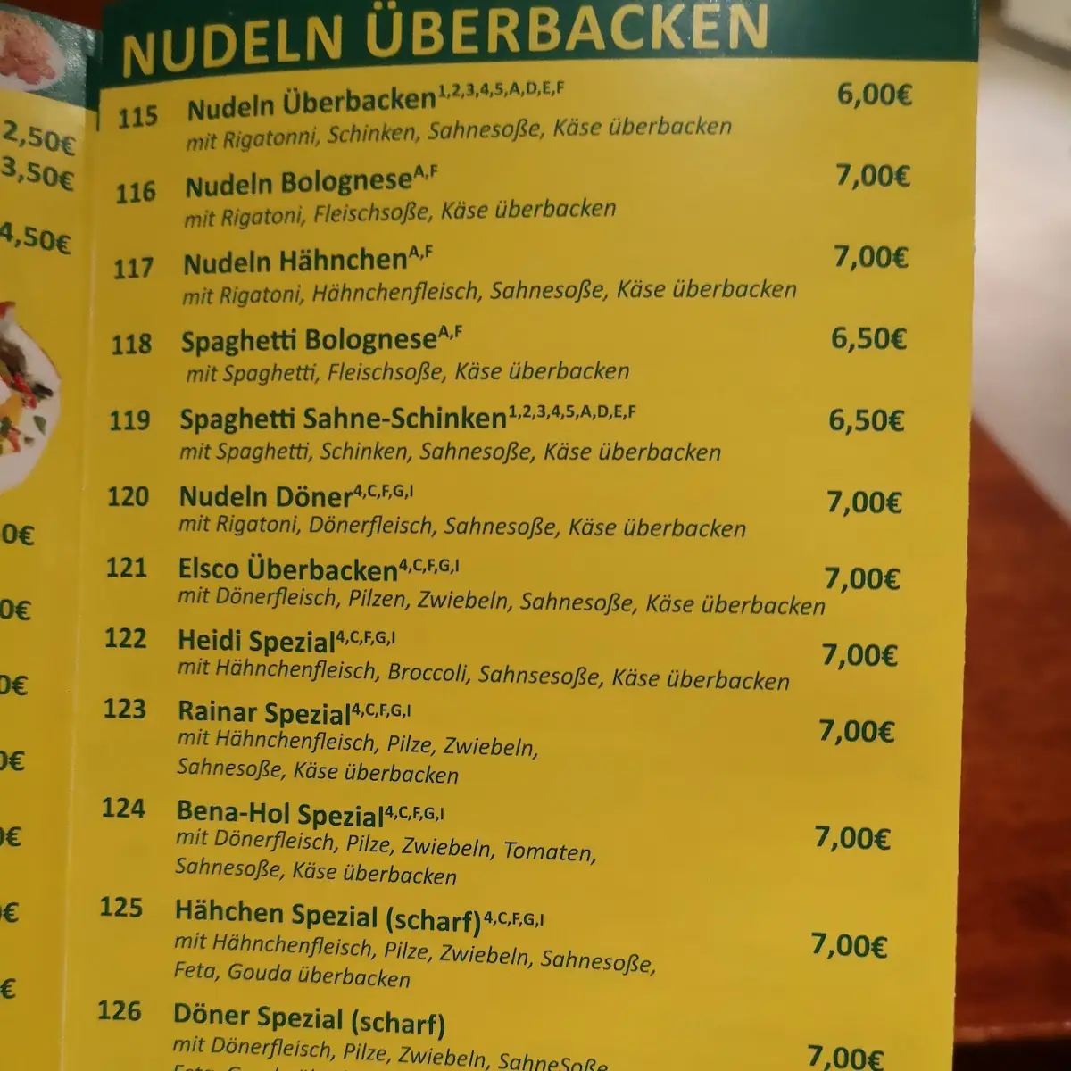 Speisekarte, Zaza Grill