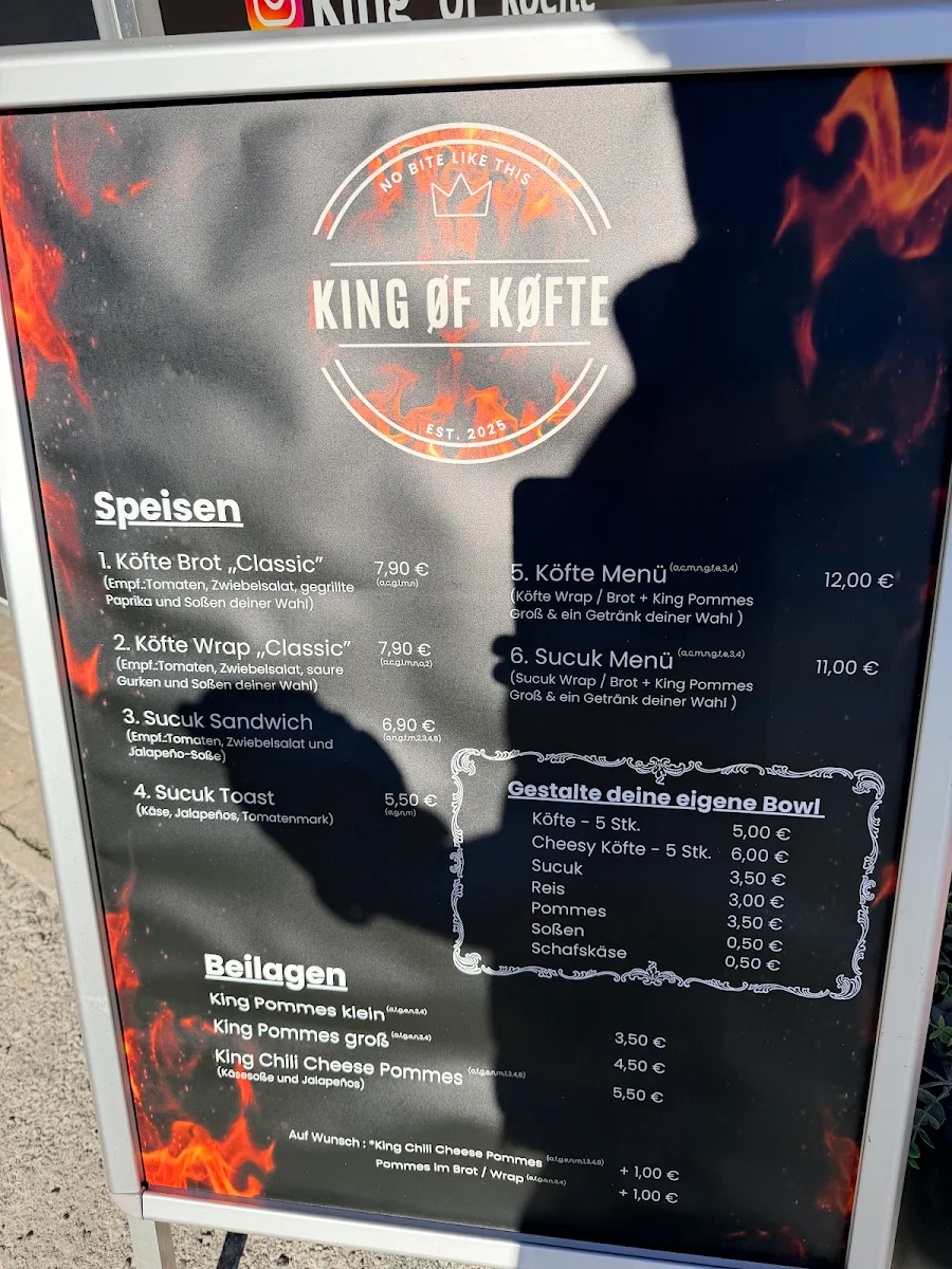 Speisekarte, King of Köfte Sindelfingen