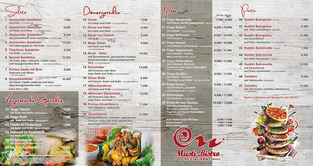 Speisekarte, Musti-Bistro