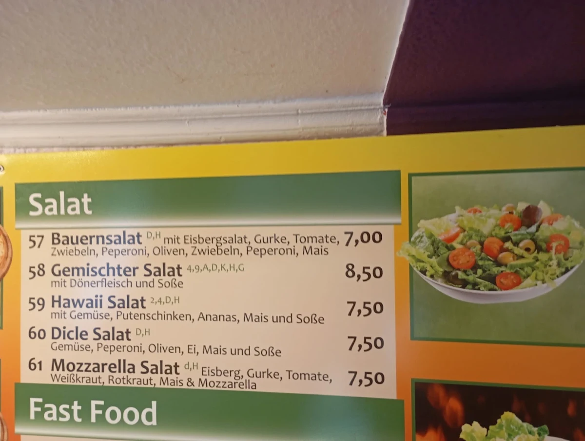 Speisekarte, Azad Döner