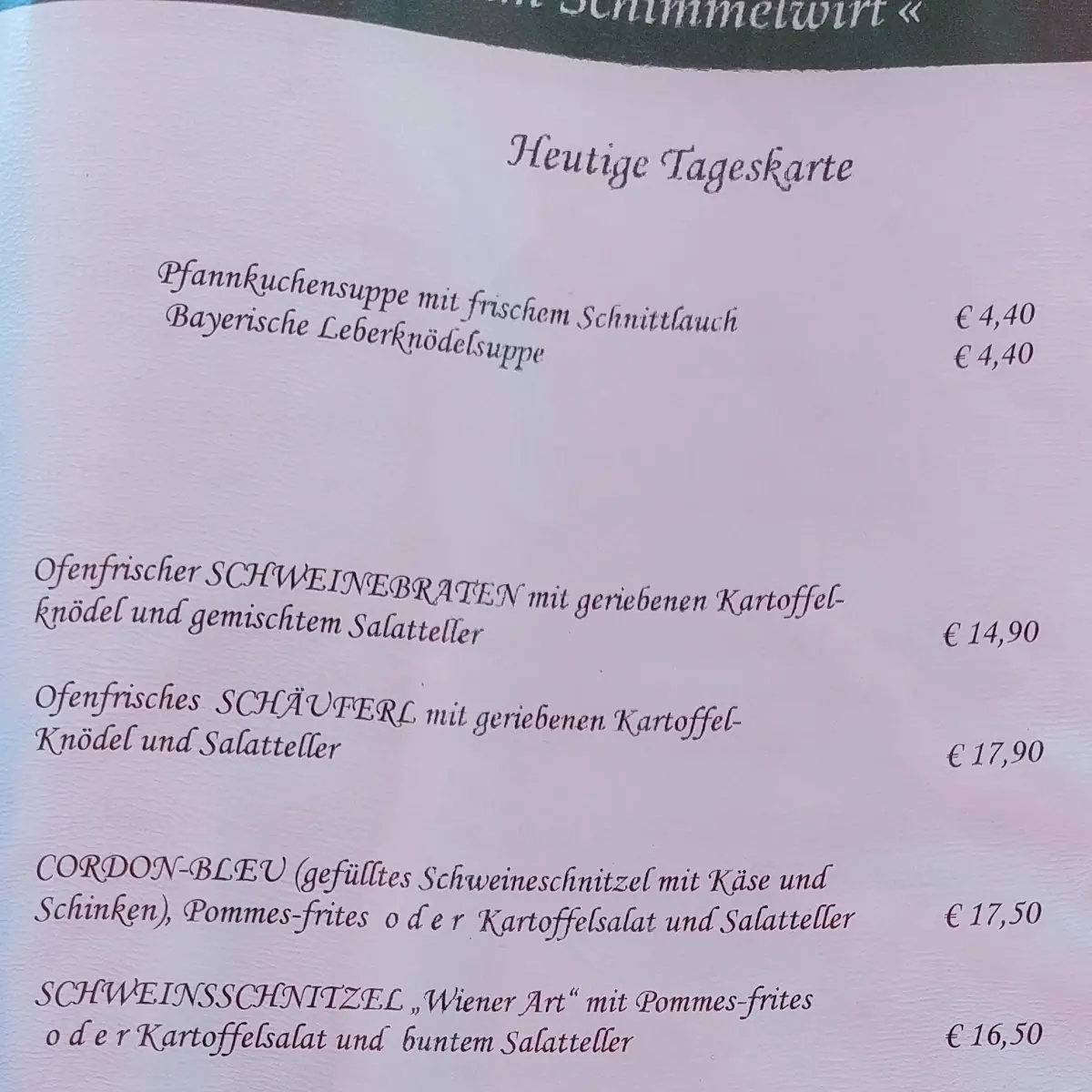 Speisekarte photo 1
