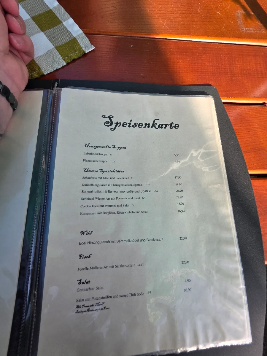 Speisekarte, Seehäusl