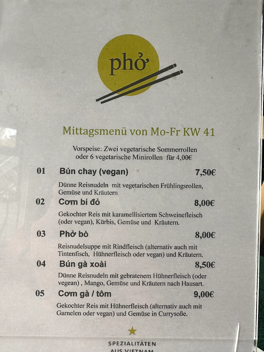 Speisekarte, Phở