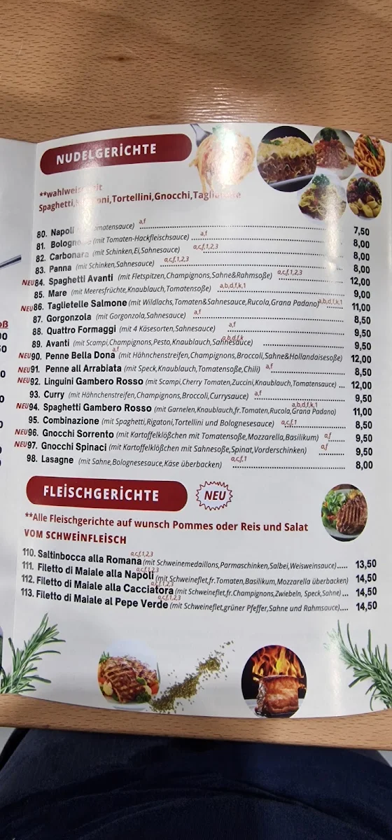 Speisekarte, Pizza Avanti