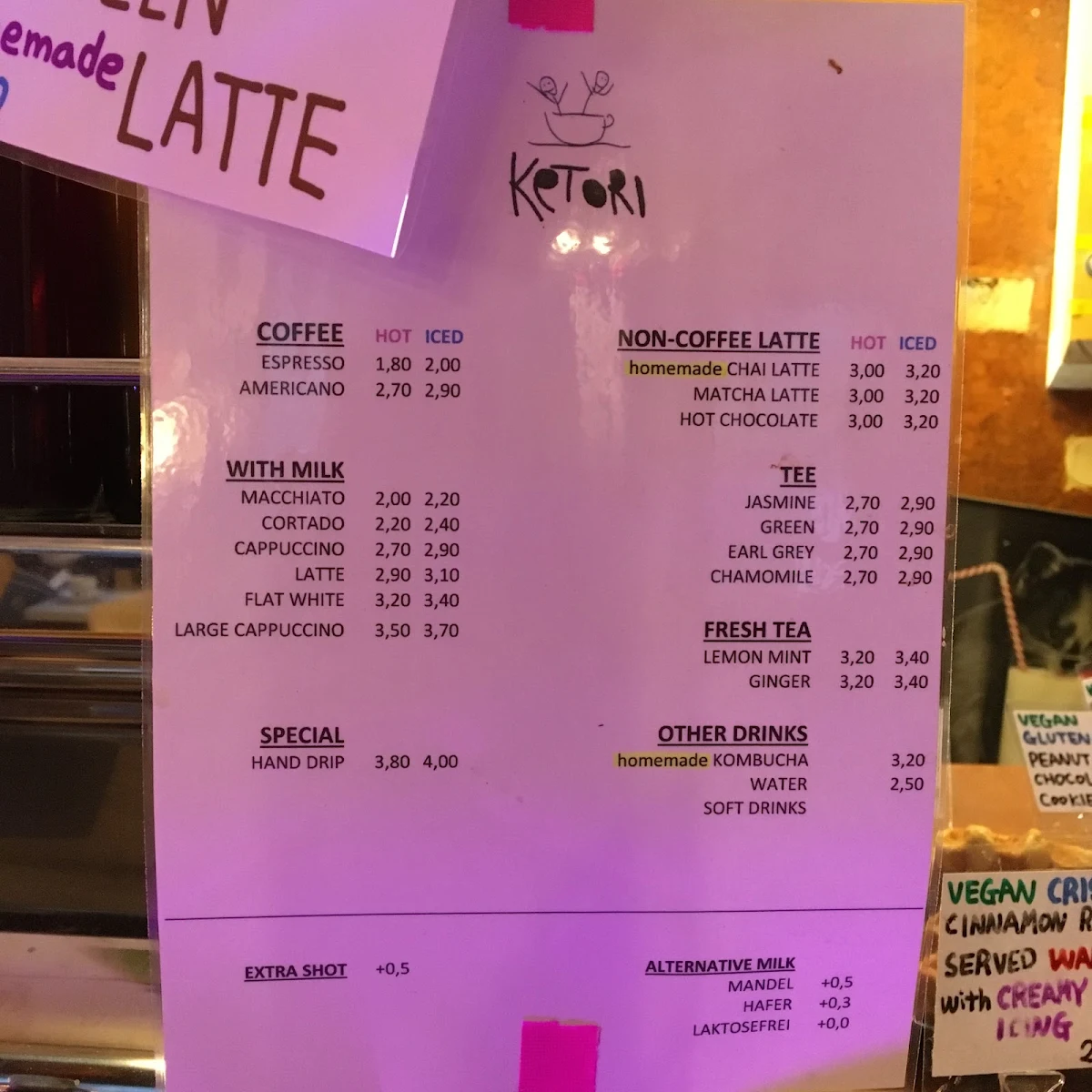 Speisekarte, KETORI COFFEE