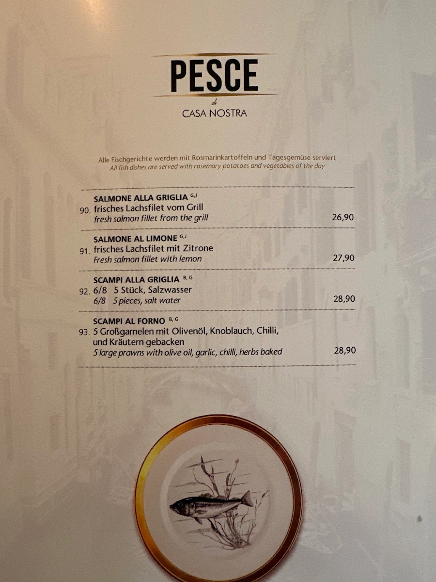 Speisekarte, Casa Nostra