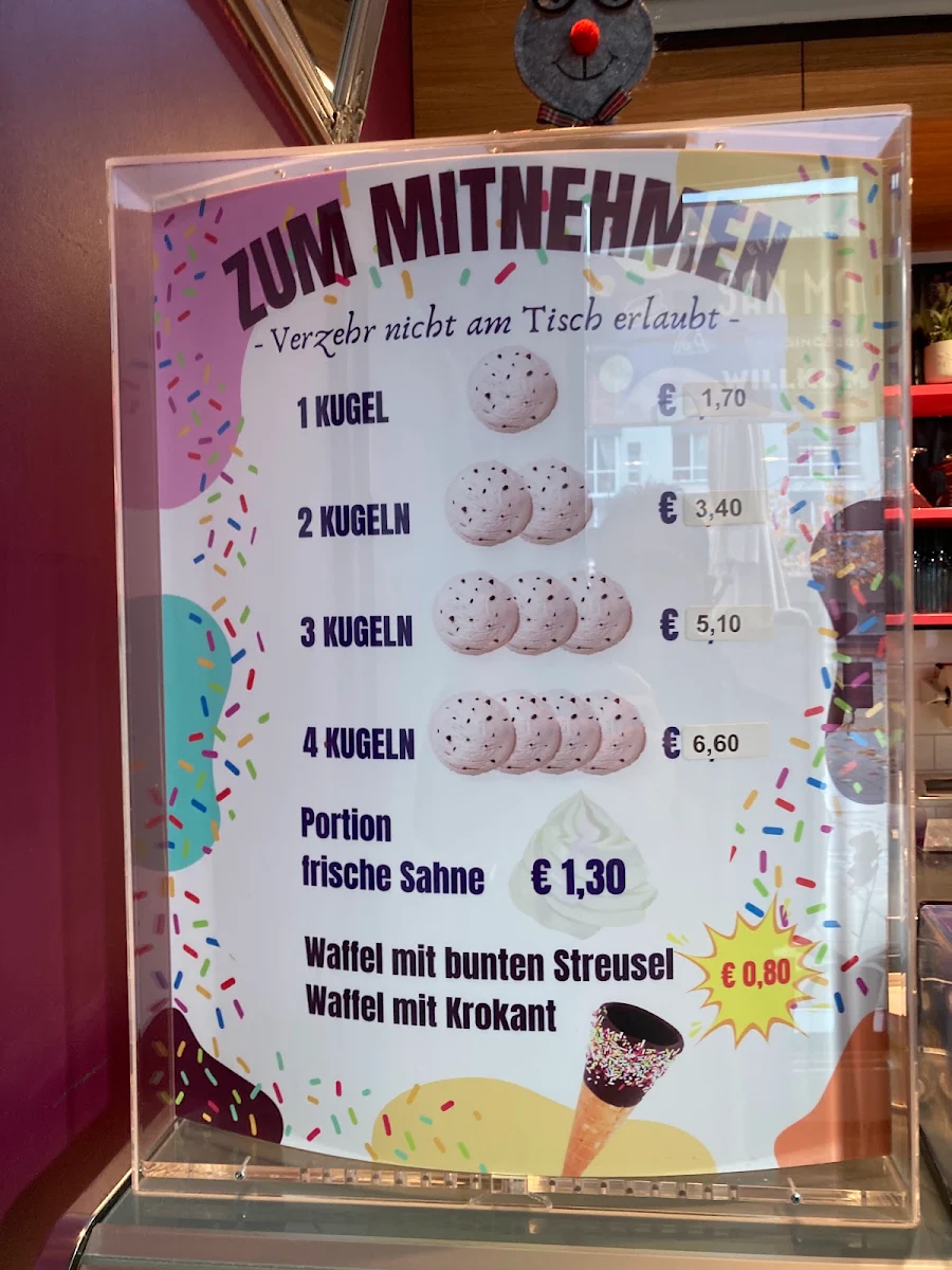 Speisekarte, Eiscafè San Marco