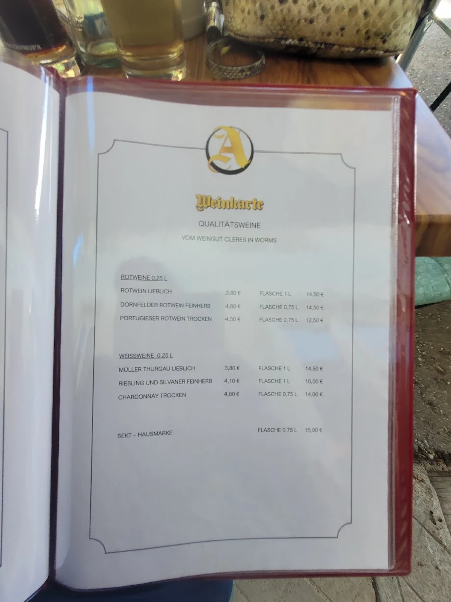 Speisekarte, Gasthaus Goldener Adler