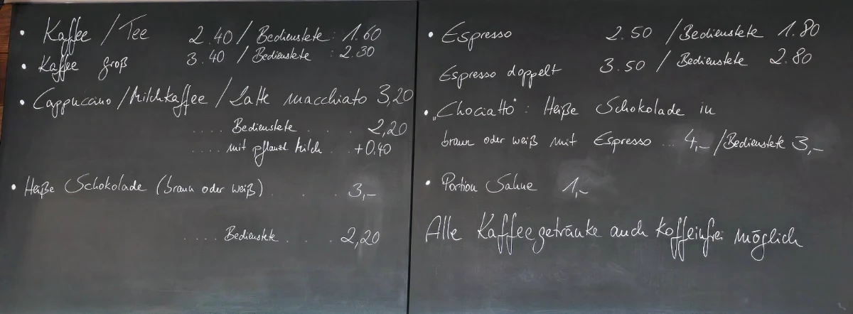 Speisekarte, 102 café & mehr