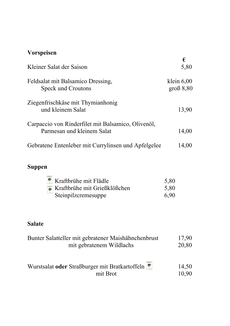 Speisekarte photo 2