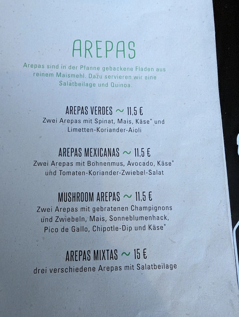 Speisekarte, Verde