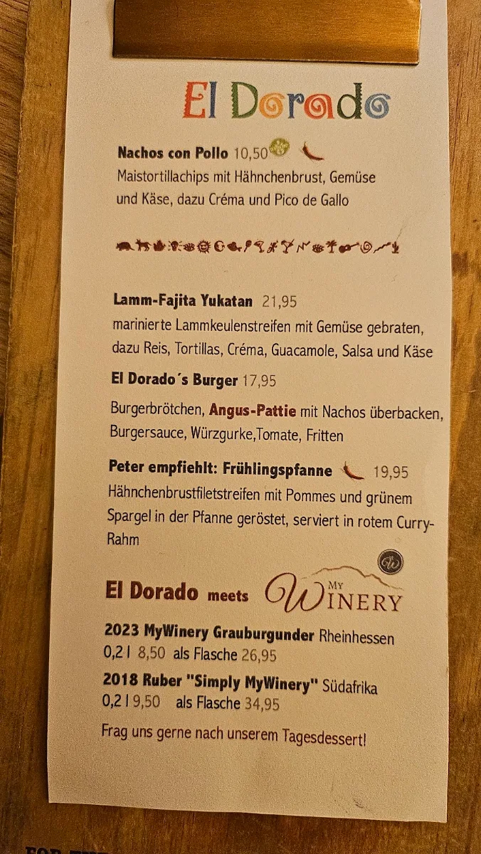Speisekarte, El Dorado