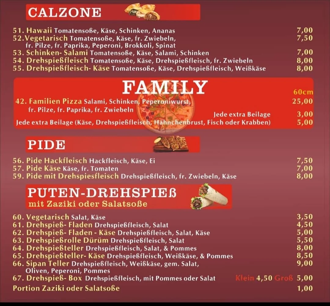Speisekarte, Sipan Grill Eiterfeld