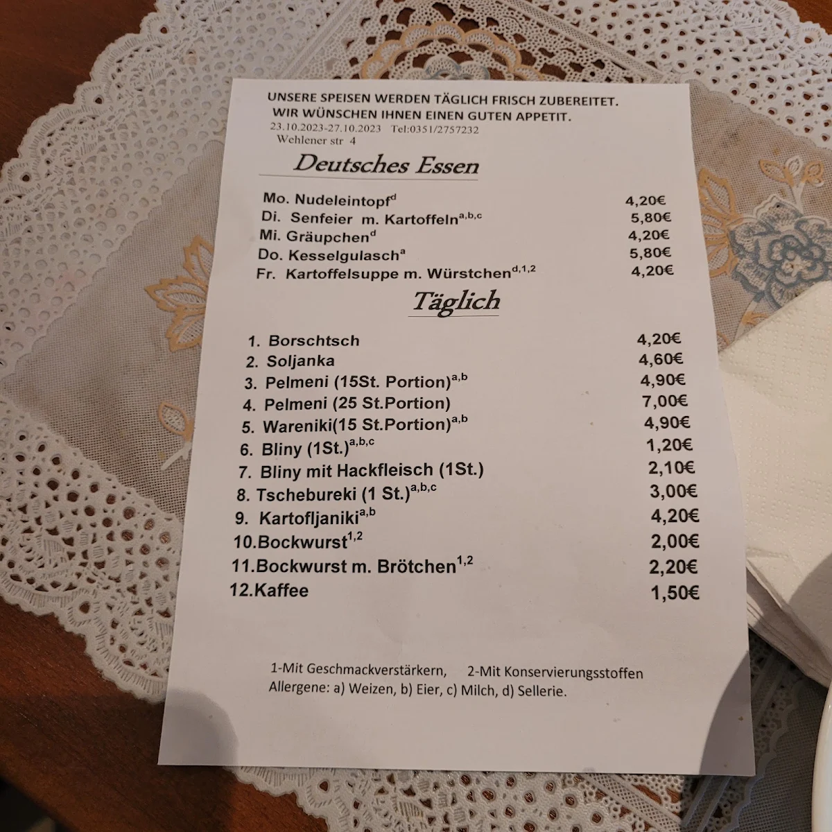 Speisekarte photo 1