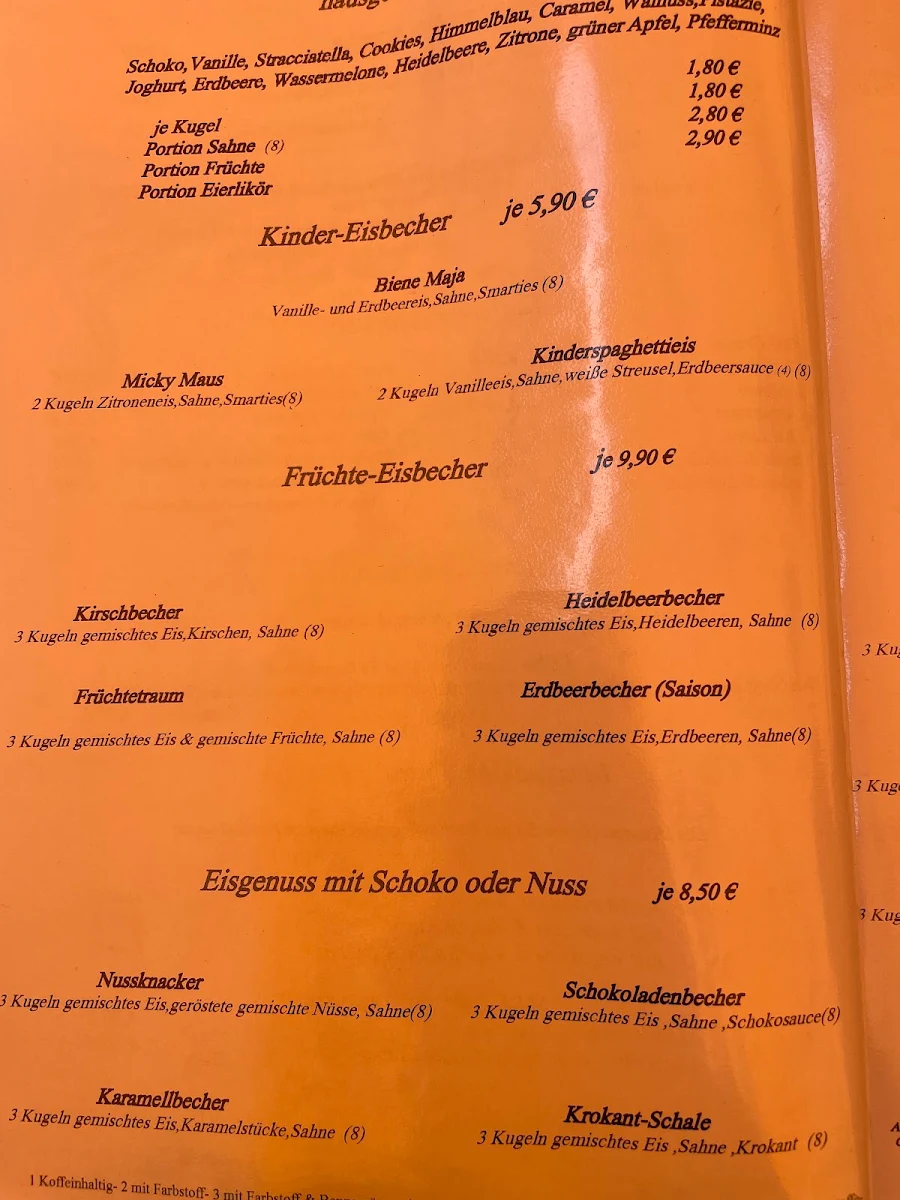 Speisekarte, Kaffeehaus Madlen im Cafe Max Berlin