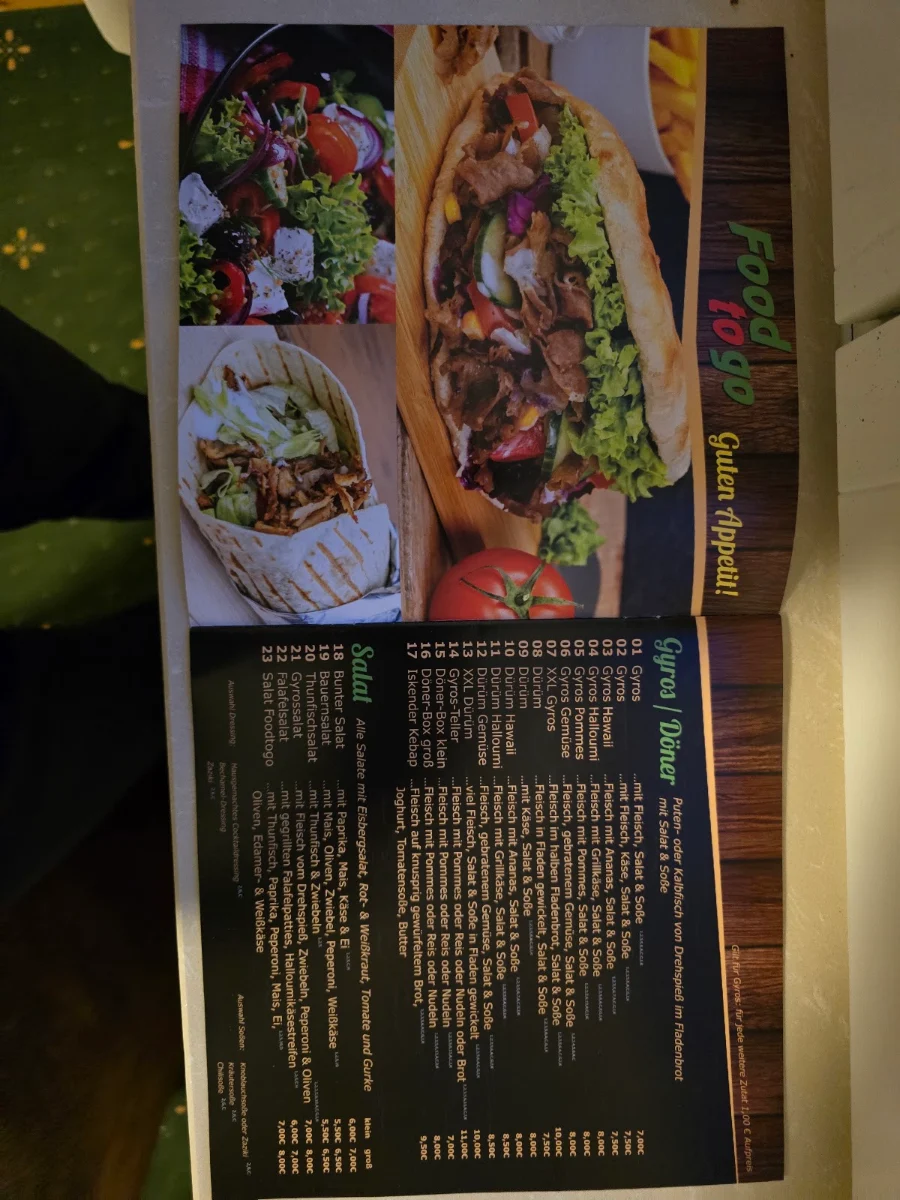Speisekarte, Food to Go