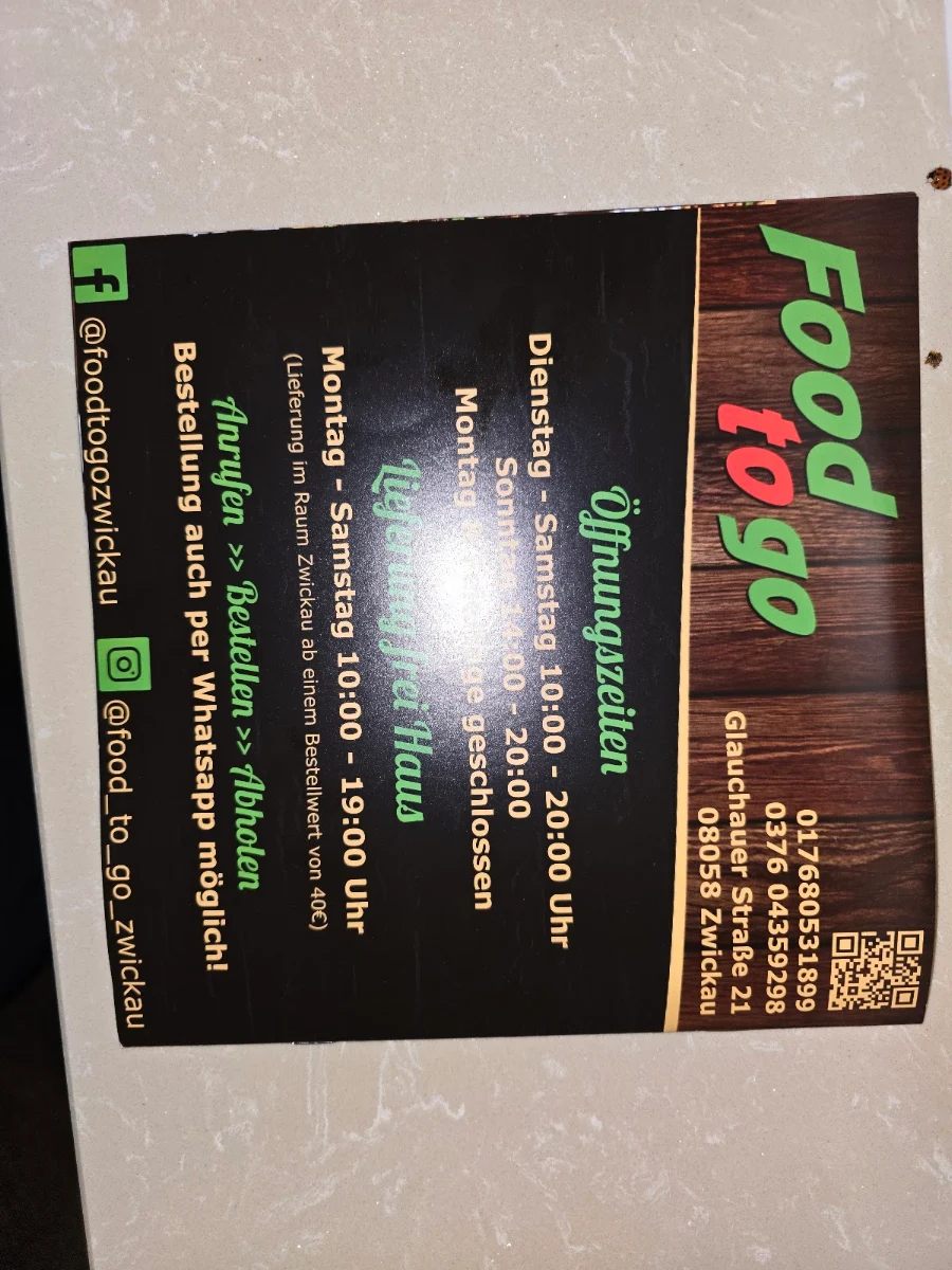 Speisekarte, Food to Go