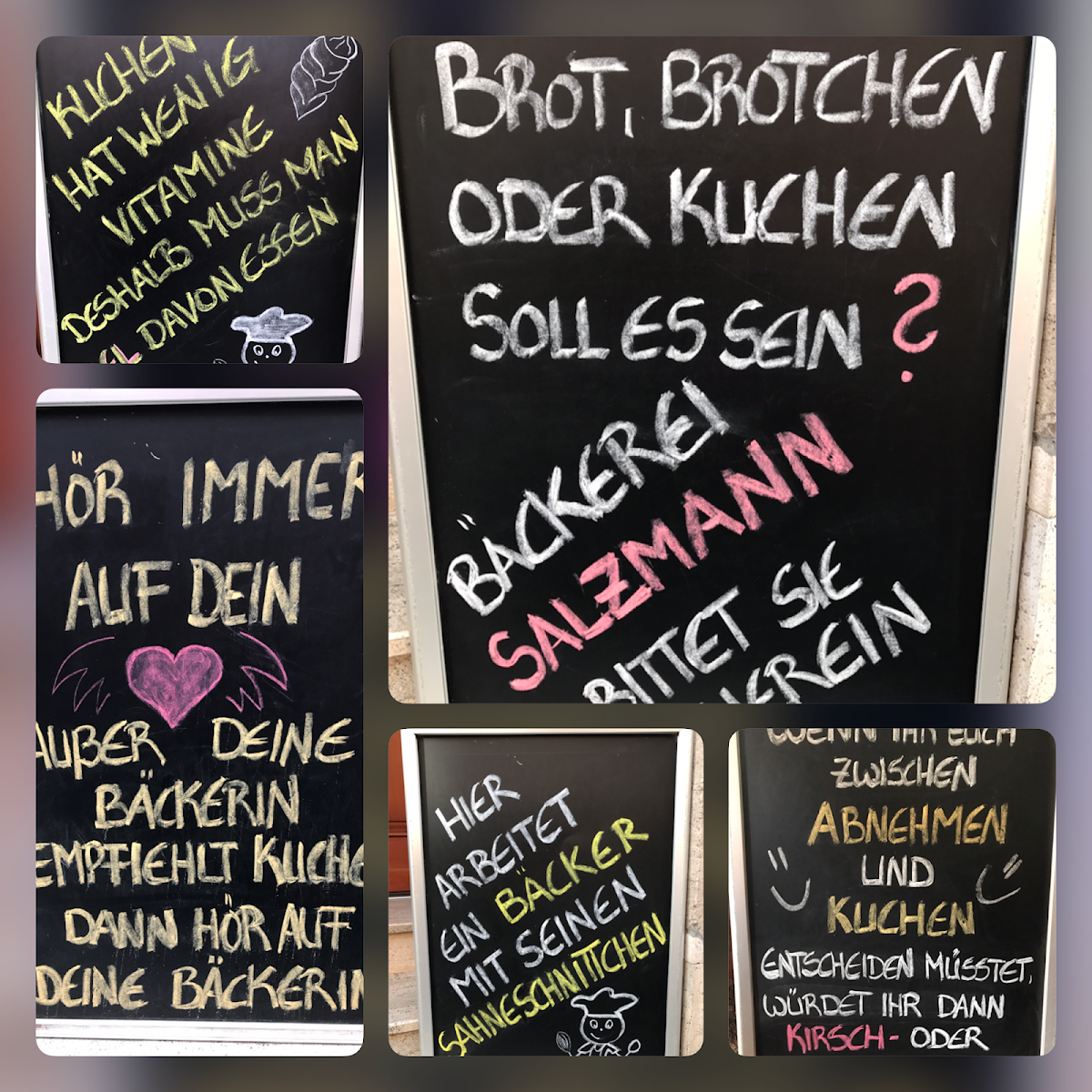 Speisekarte, Bäckerei Konditorei Salzmann