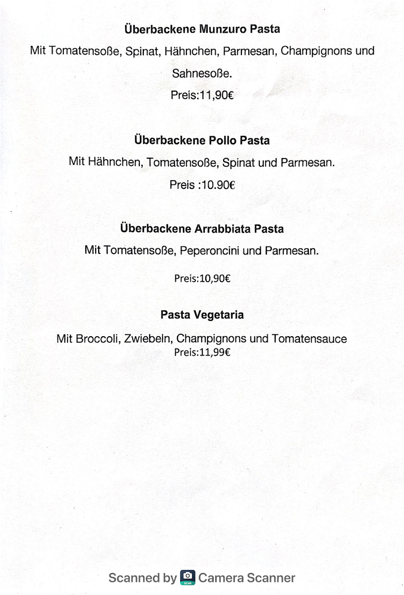 Speisekarte, Fresh Crust Pizza