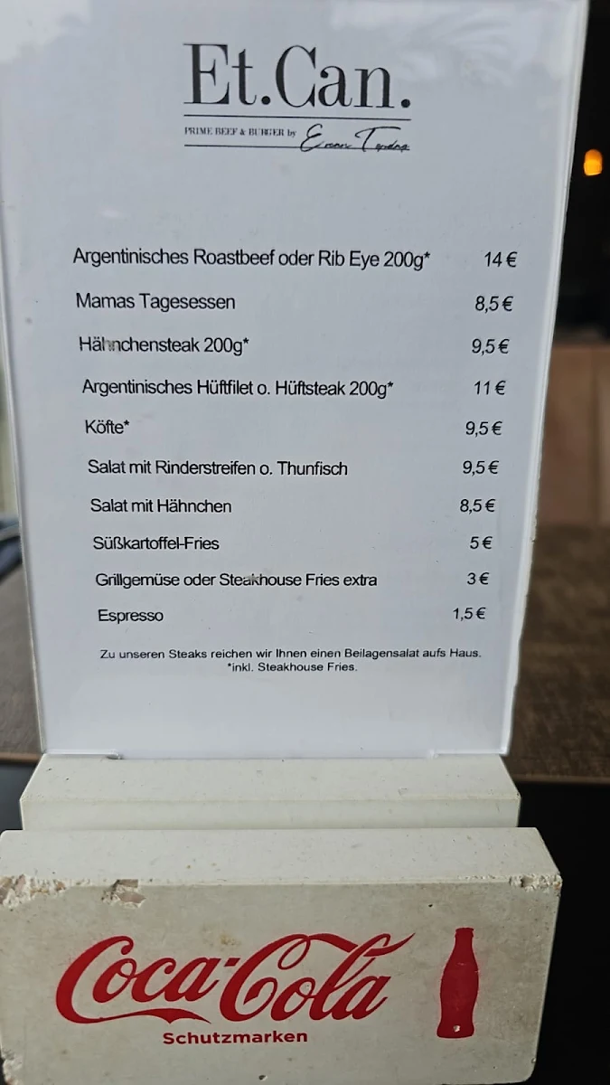 Speisekarte, Et.Can.
