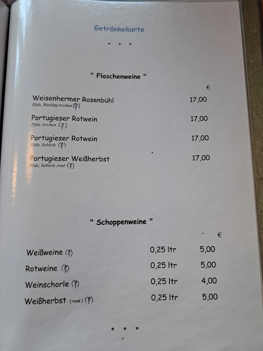 Speisekarte, Bahnhofsgaststätte Poitzen