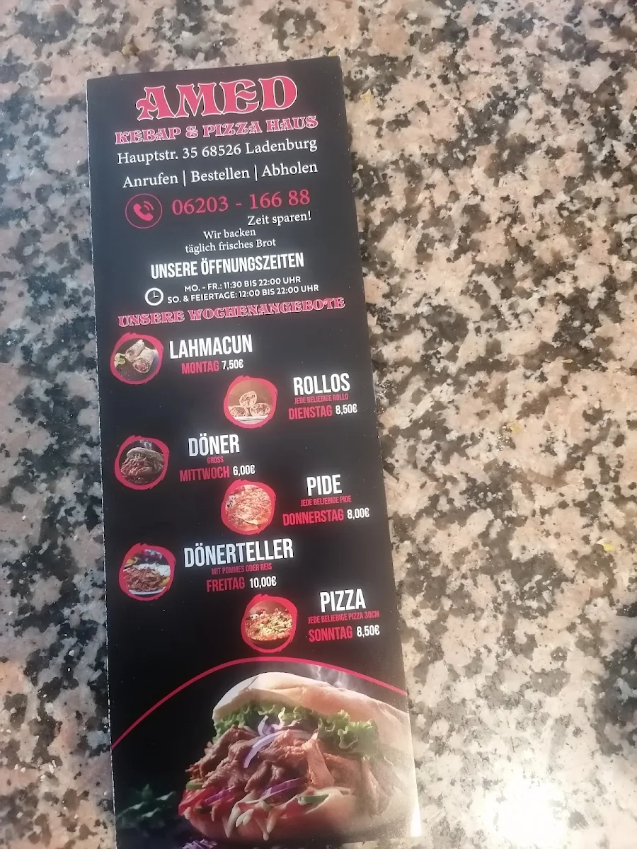 Speisekarte, Amed Döner Kebabhaus