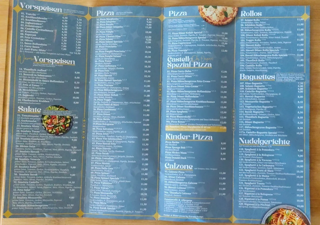 Speisekarte, Castello Service