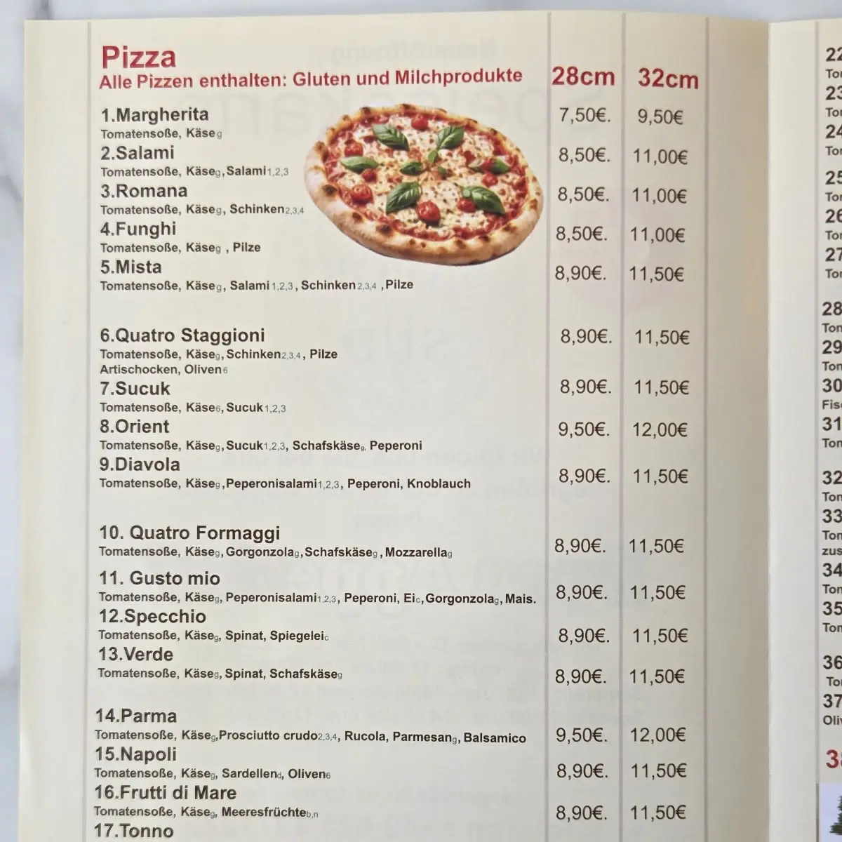 Speisekarte, Pizzeria SAPORI del SUD da Angelo e Sara