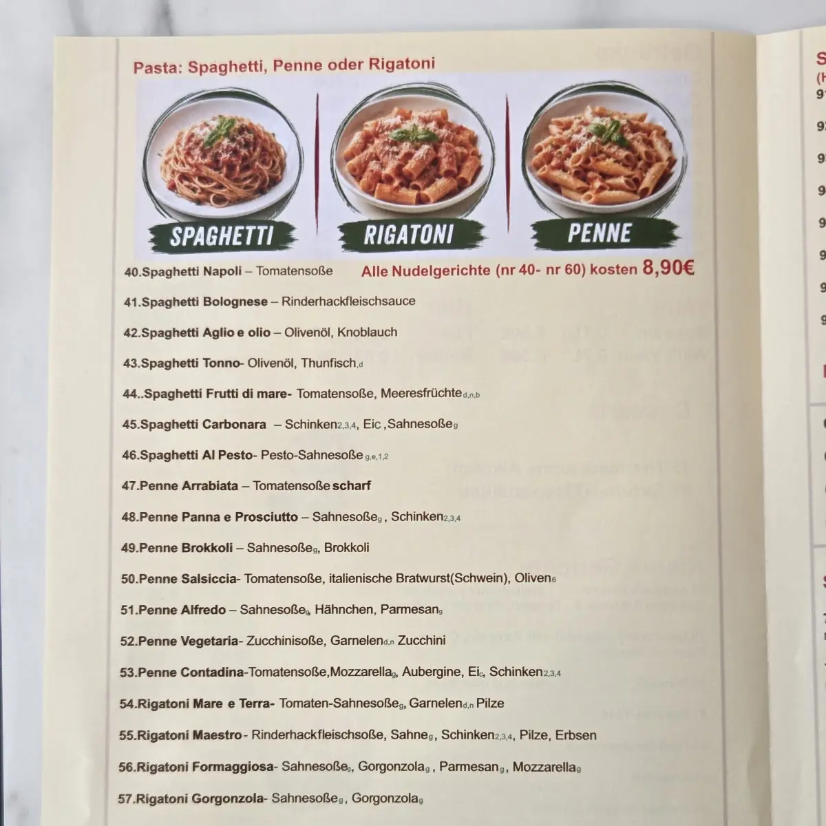 Speisekarte, Pizzeria SAPORI del SUD da Angelo e Sara