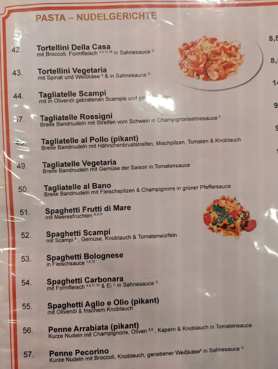 Speisekarte, Ristorante Mama Mia