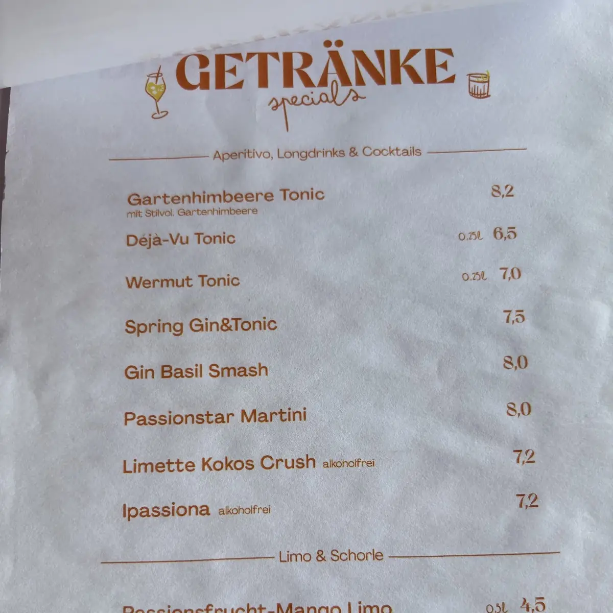Speisekarte, Die Molkerei Restaurant und Bar
