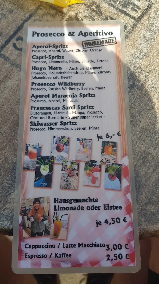 Speisekarte, Toni's Pizzeria