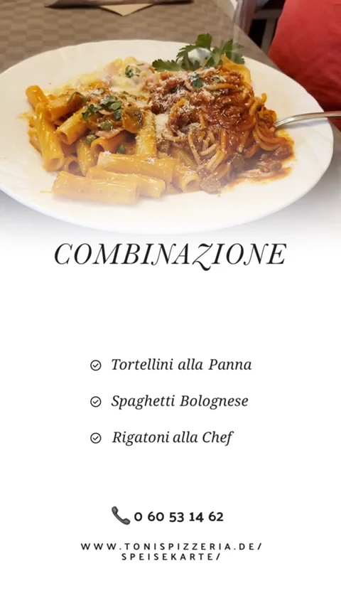 Speisekarte, Toni's Pizzeria