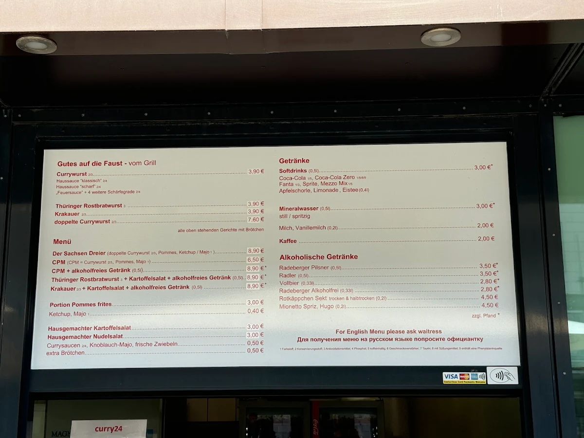 Speisekarte, Imbiss Curry24