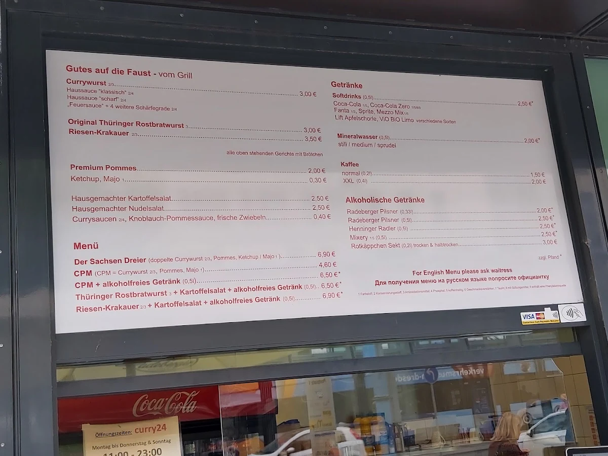 Speisekarte, Imbiss Curry24