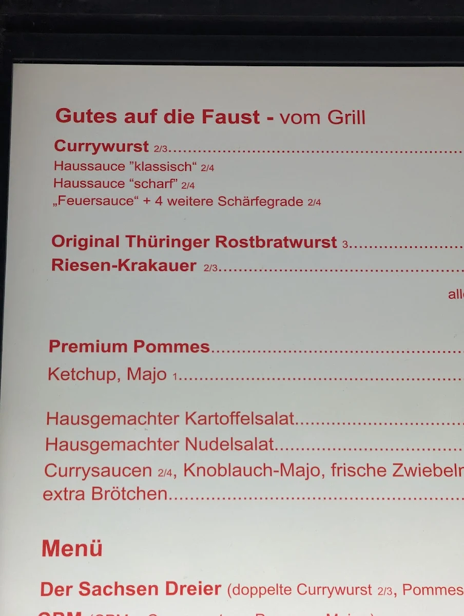 Speisekarte, Imbiss Curry24
