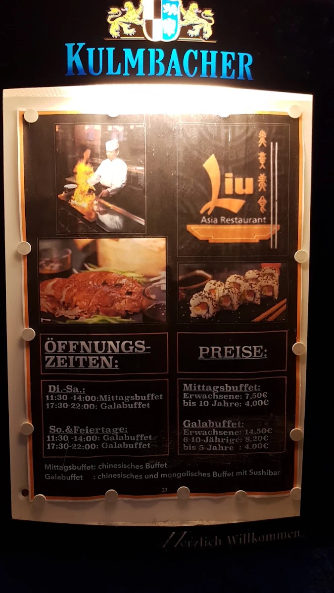 Speisekarte, Restaurant Liu