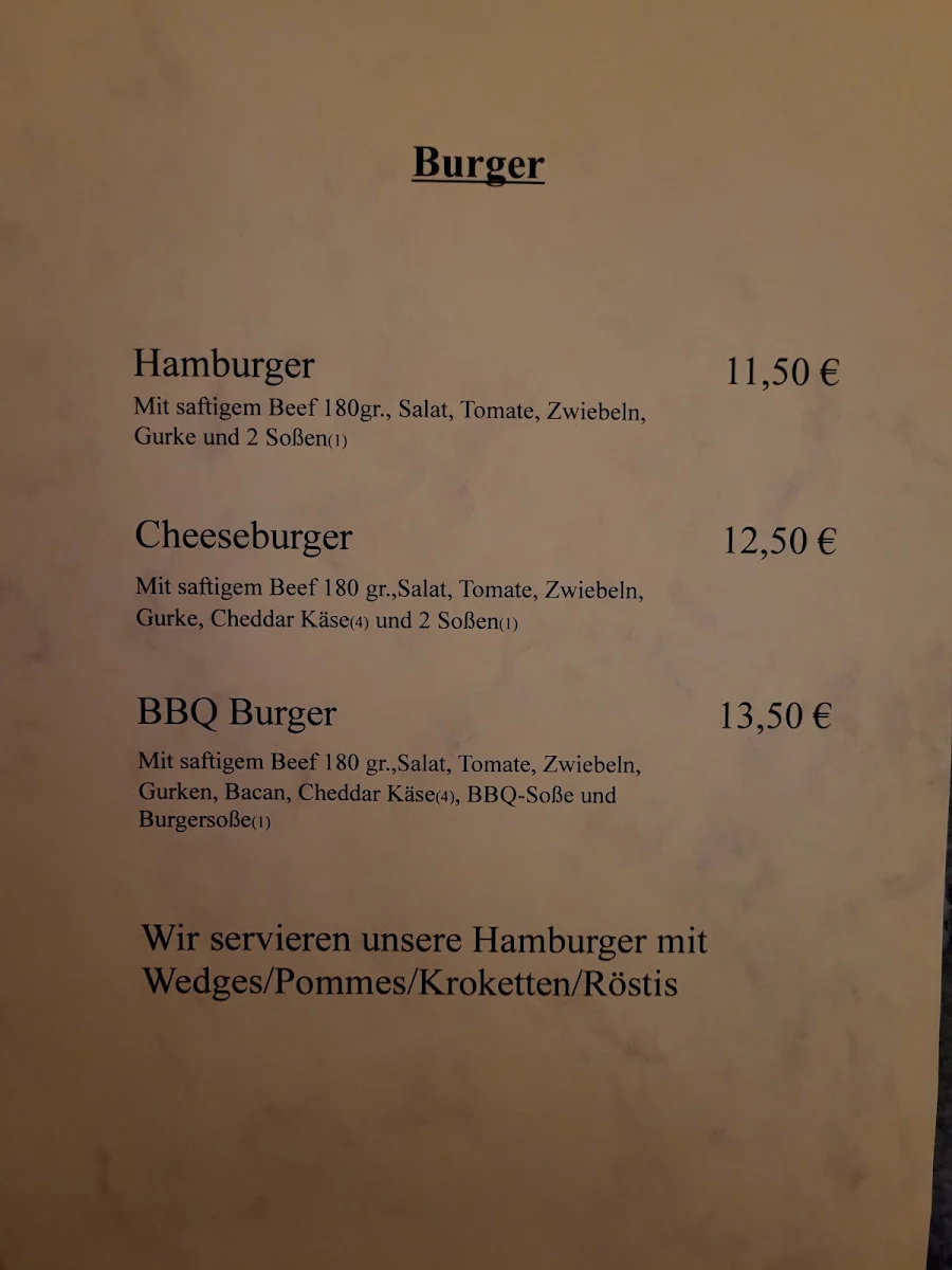 Speisekarte, EINRICHSCHÄNKE KATZENELNBOGEN