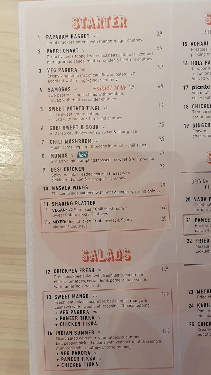 Speisekarte, eatDOORI - Indisches Restaurant Mainz