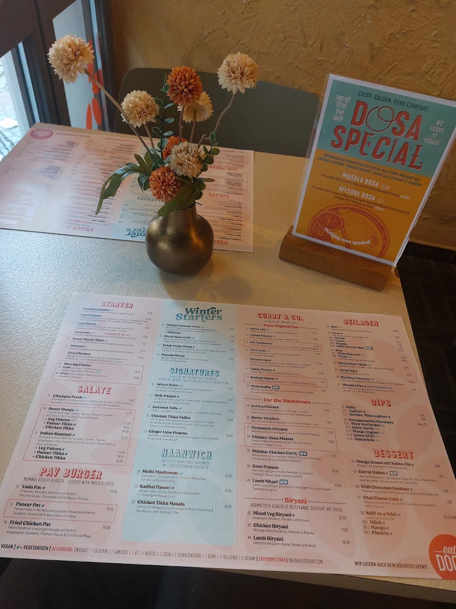Speisekarte, eatDOORI - Indisches Restaurant Mainz