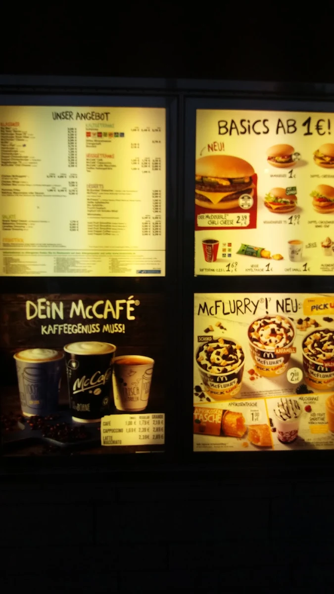 Speisekarte, McDonald's