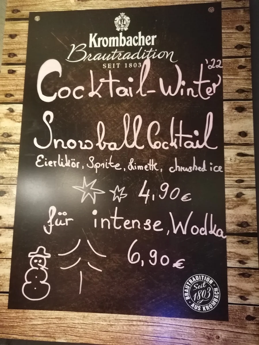 Speisekarte, Minibar