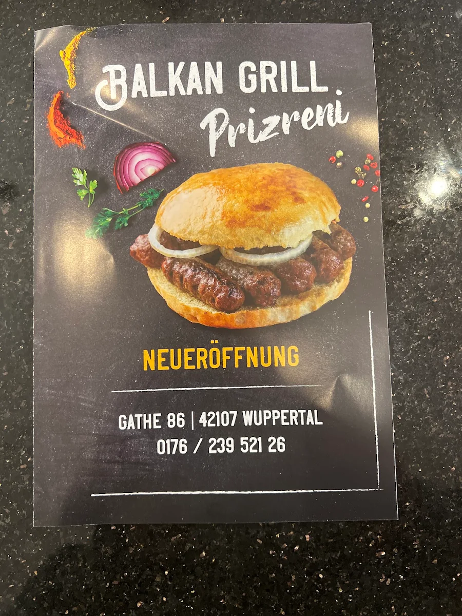 Speisekarte, Balkan Grill prizreni