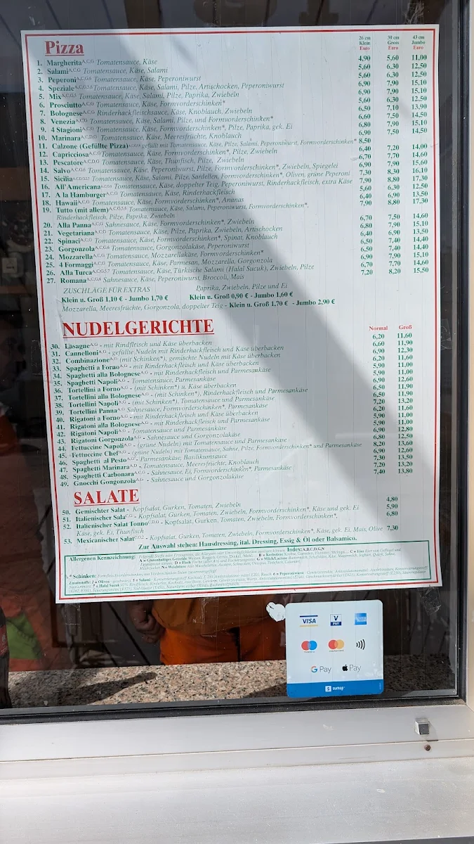 Speisekarte, Pizzeria Da Salvo