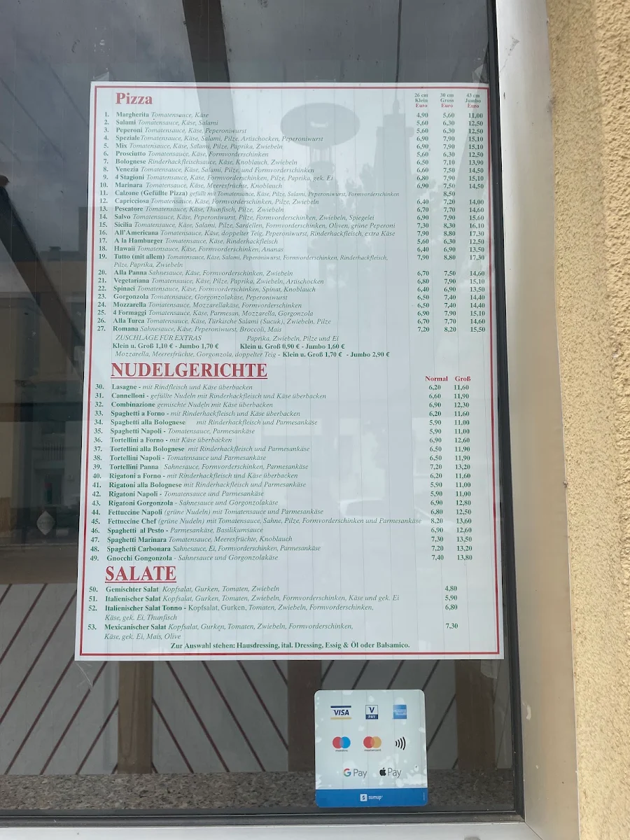 Speisekarte, Pizzeria Da Salvo
