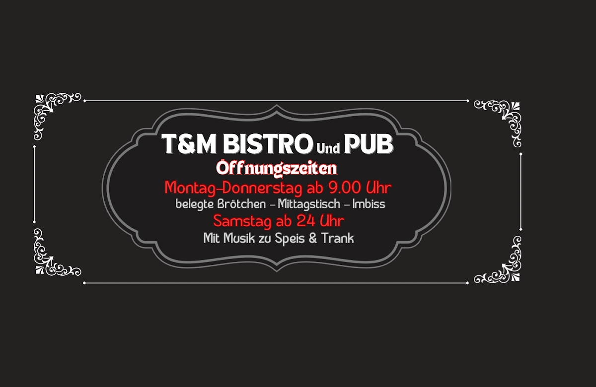 Speisekarte, T&M Bistro und Pub
