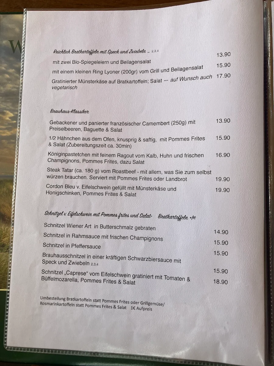 Speisekarte, Altes Brauhaus Trier