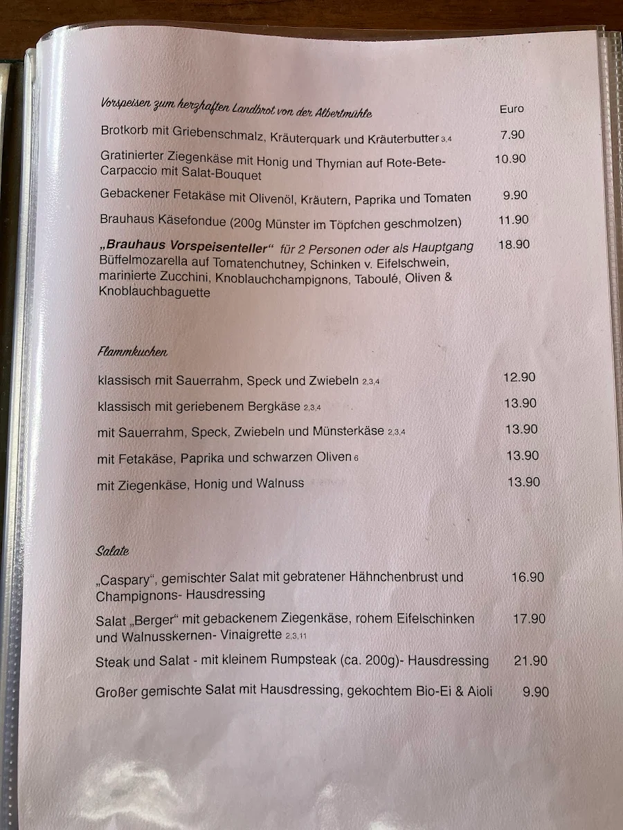 Speisekarte, Altes Brauhaus Trier