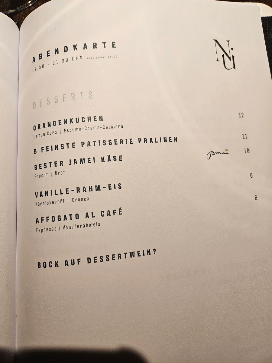 Speisekarte, Nui im Goldenen Fässle